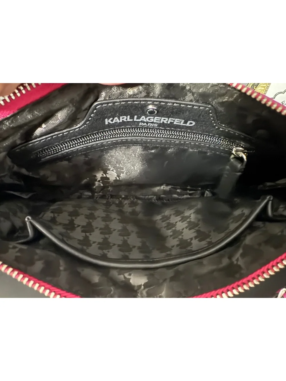 Karl Lagerfeld Paris Metallic & Matte Pink Quilted Crossbody - Picture 6 of 7